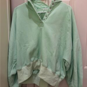 Women's Mint Green Snap-Button Hoodie
